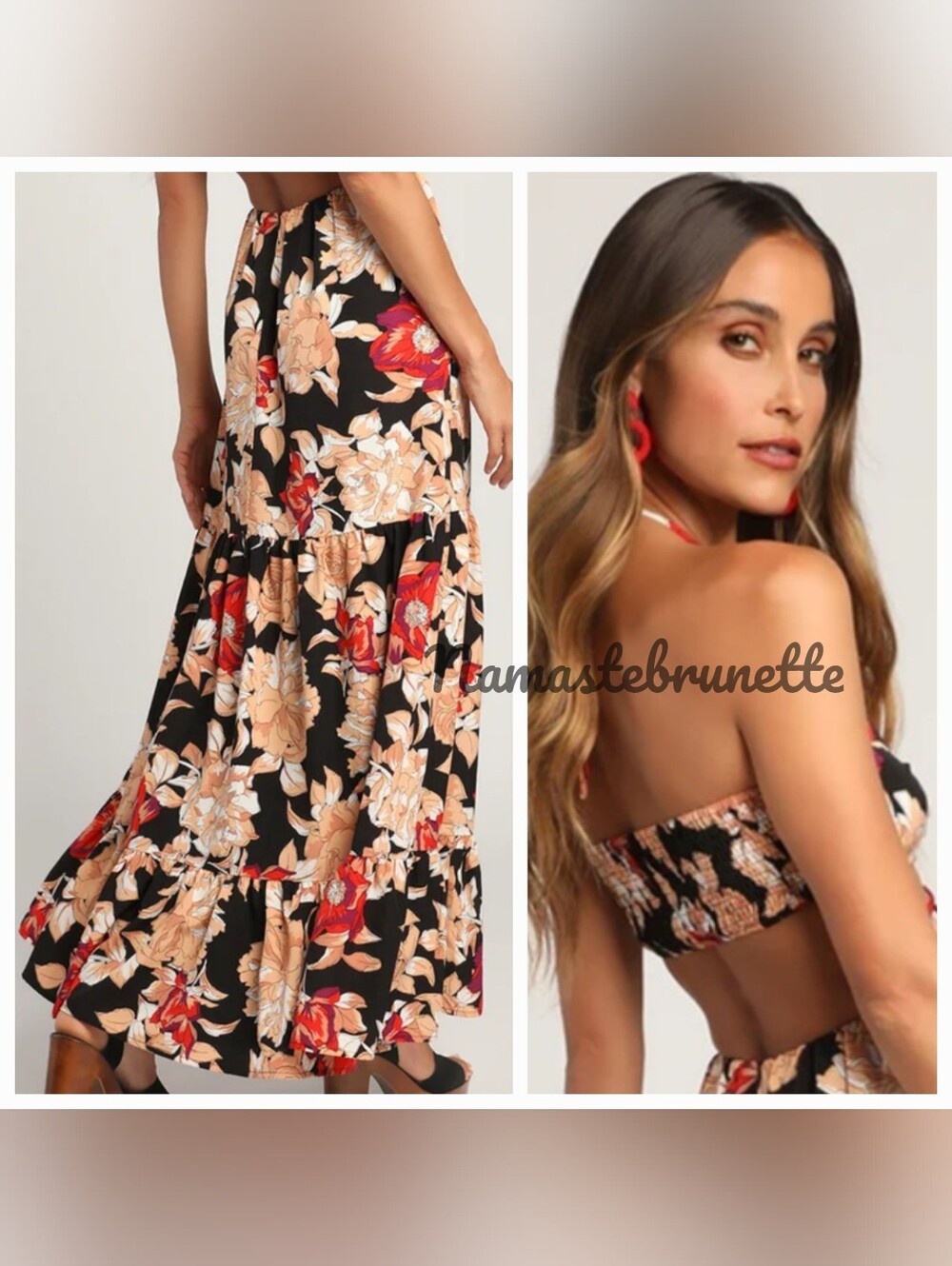 Nwt Lulu's L Black Floral Print Cutout Halter Maxi Dress - Picture 12 of 16